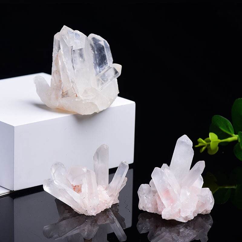 Natural Clear Quartz Crystal Point Stone Cluster Healing Rough Druzy Geode Decor