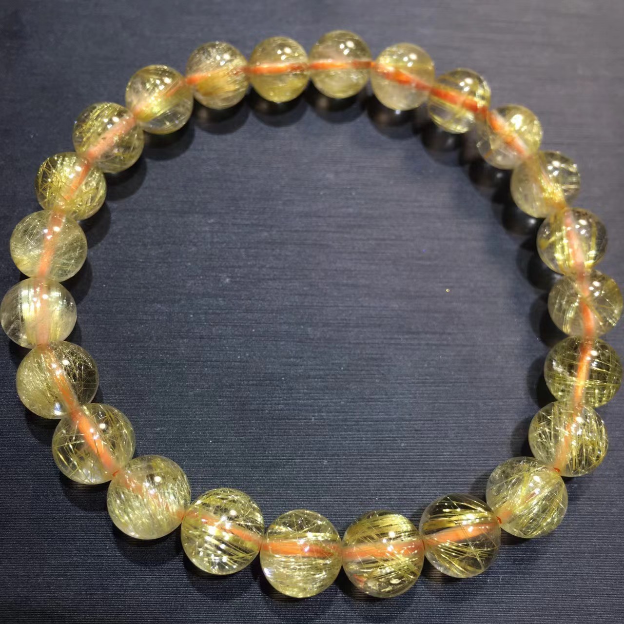 8mm Natural HairCrystal Rutilated Quartz Elastic String Bracelet ReikiHealing