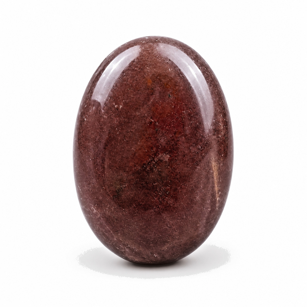 Premium Strawberry Quartz Palm Stone 54x40mm Natural Healing Crystal 83g