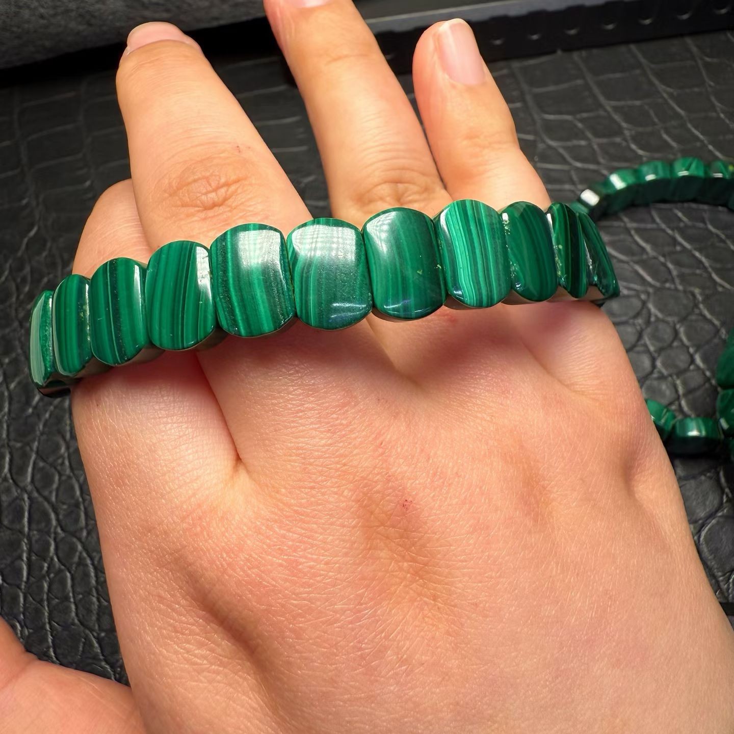 Natural malachite Quartz Crystal Beads stretch Bracelet 1pcs