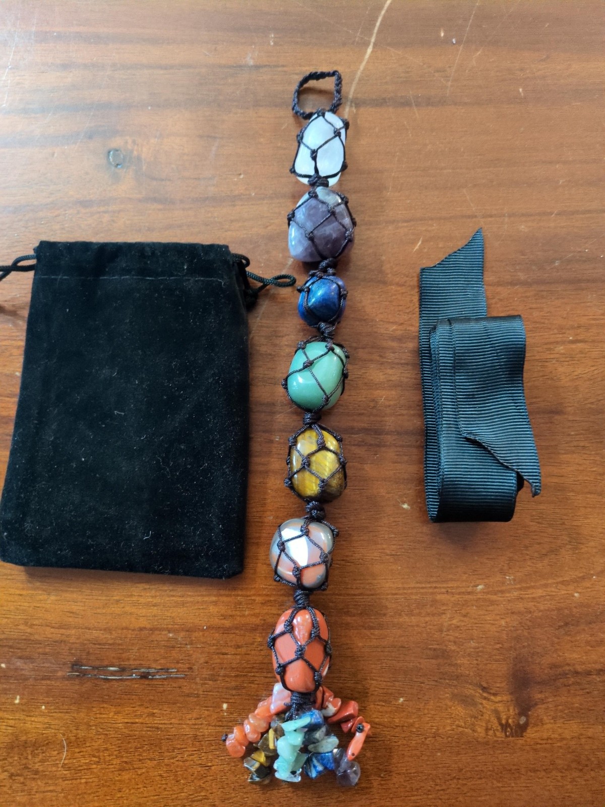 7-stone Tumbled and Polished Crystal Chakra Hanging Ornament