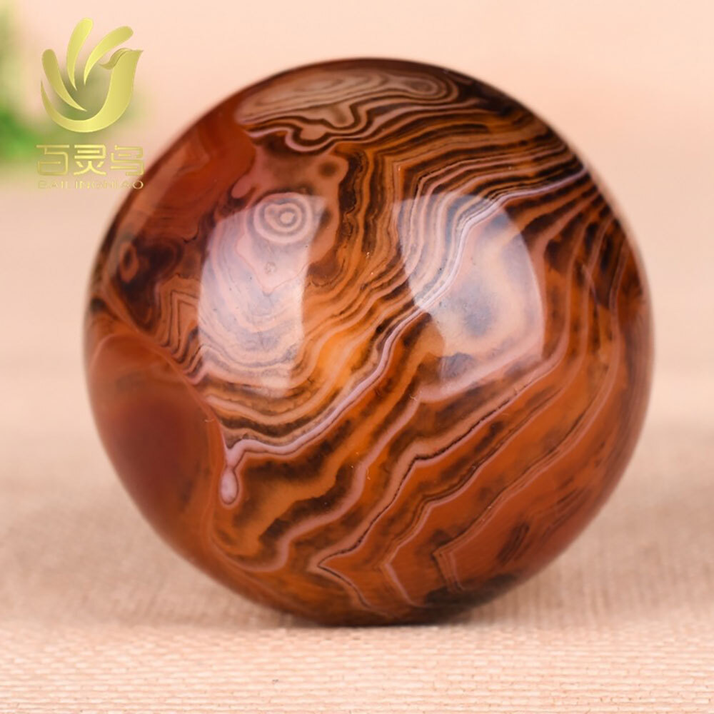 Polished Natural Silk agate ball Quartz Crystal Sphere Ball Healing Stone 30MM