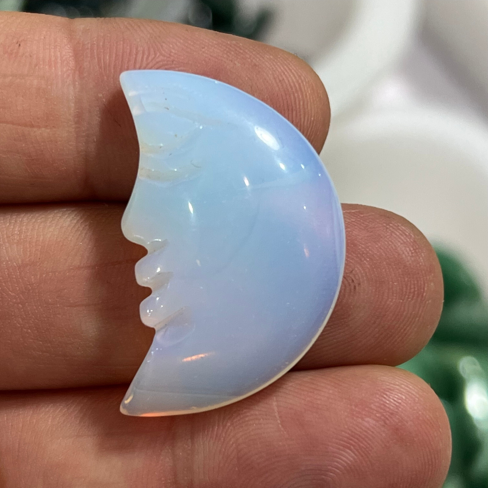 3pcs Opalite Quartz Hand Carved Moon skull Crystal Healing