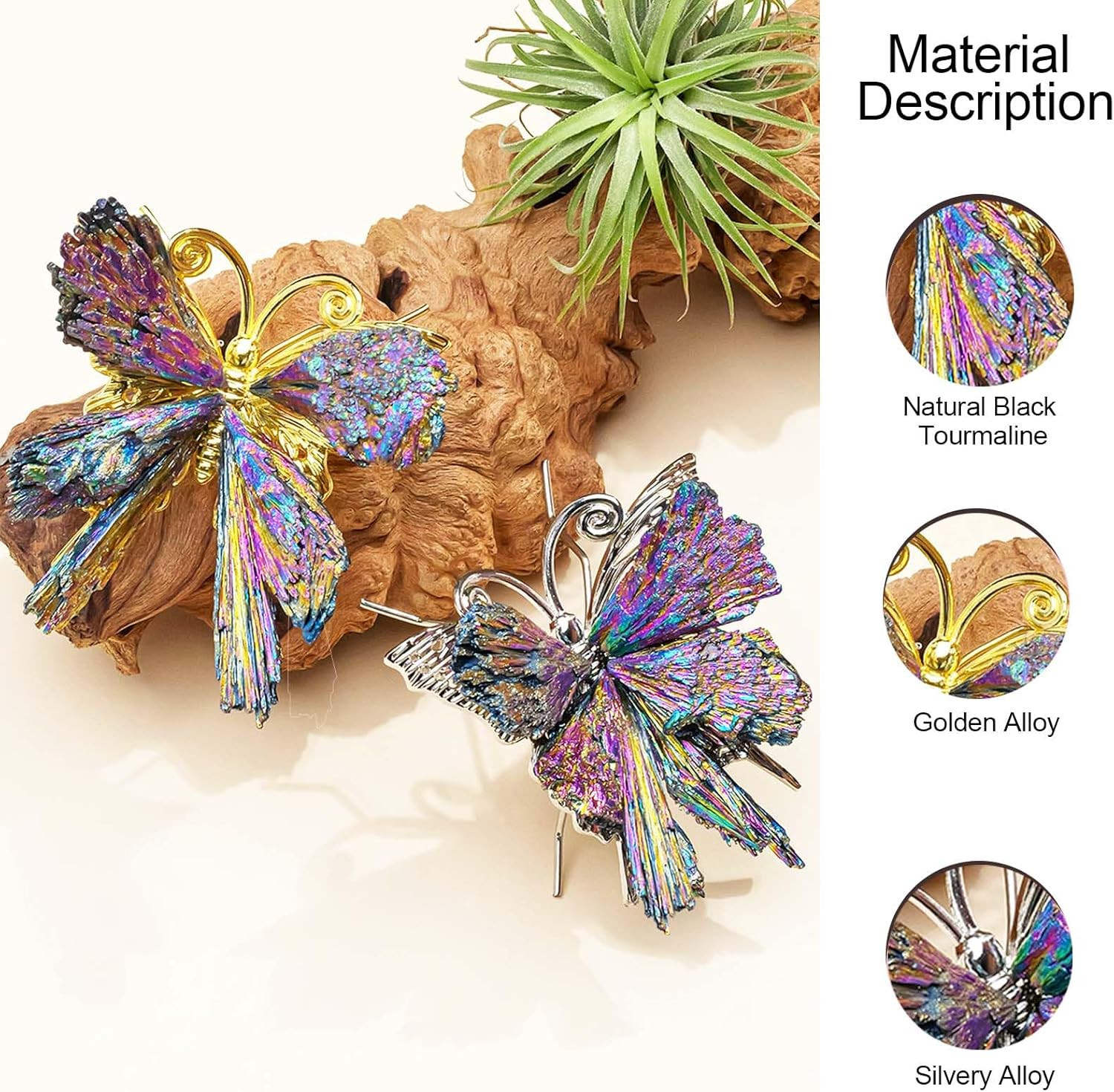 Butterfly Statue Natural Electroplated Blue Tourmaline Decor Collection Natural