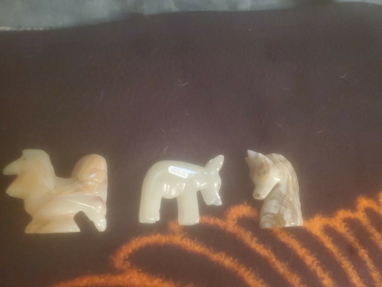 3“ unicorn. Rooster and donkey stone Hand Carved crystal point healing 3pc B