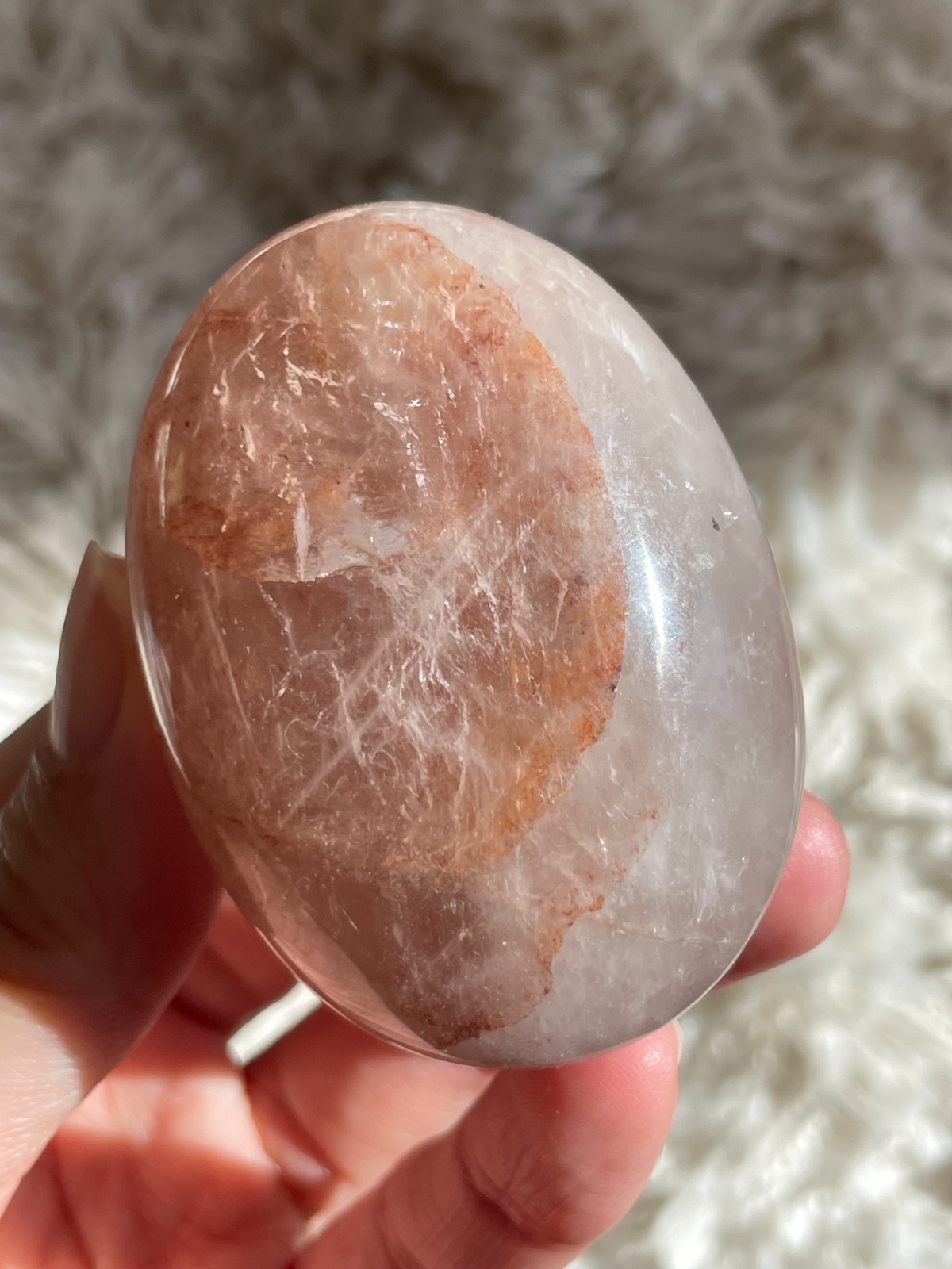 Natural Red Hematoid / Fire Quartz Palmstone – Vitality & Grounding Crystal (HA)