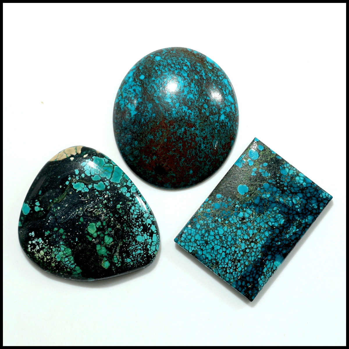 Himalayan Sky ~ 3 PC Ancient Tibet Turquoise Palmstones ~ Sacred Mountain Spirit