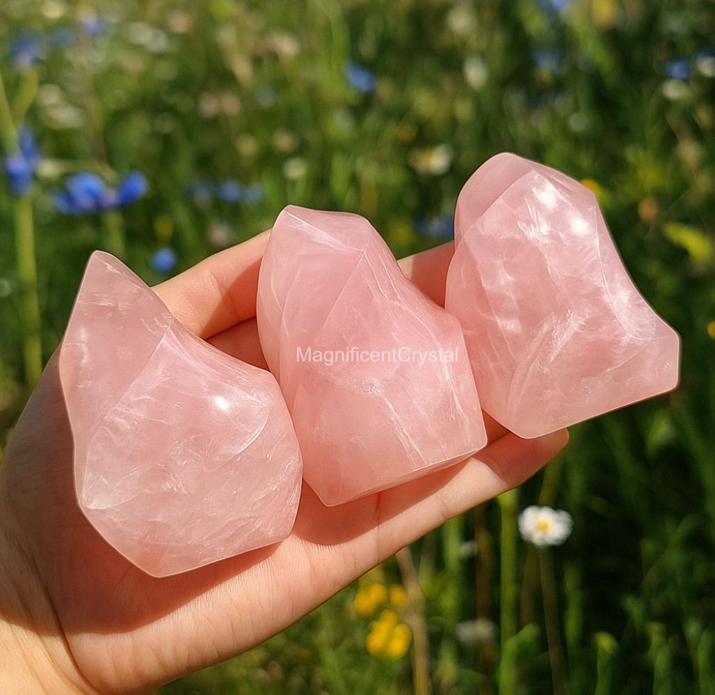 1pc Natural Rose Quartz Flames Pink Crystal Tower Home Decor Healing Energy Gift