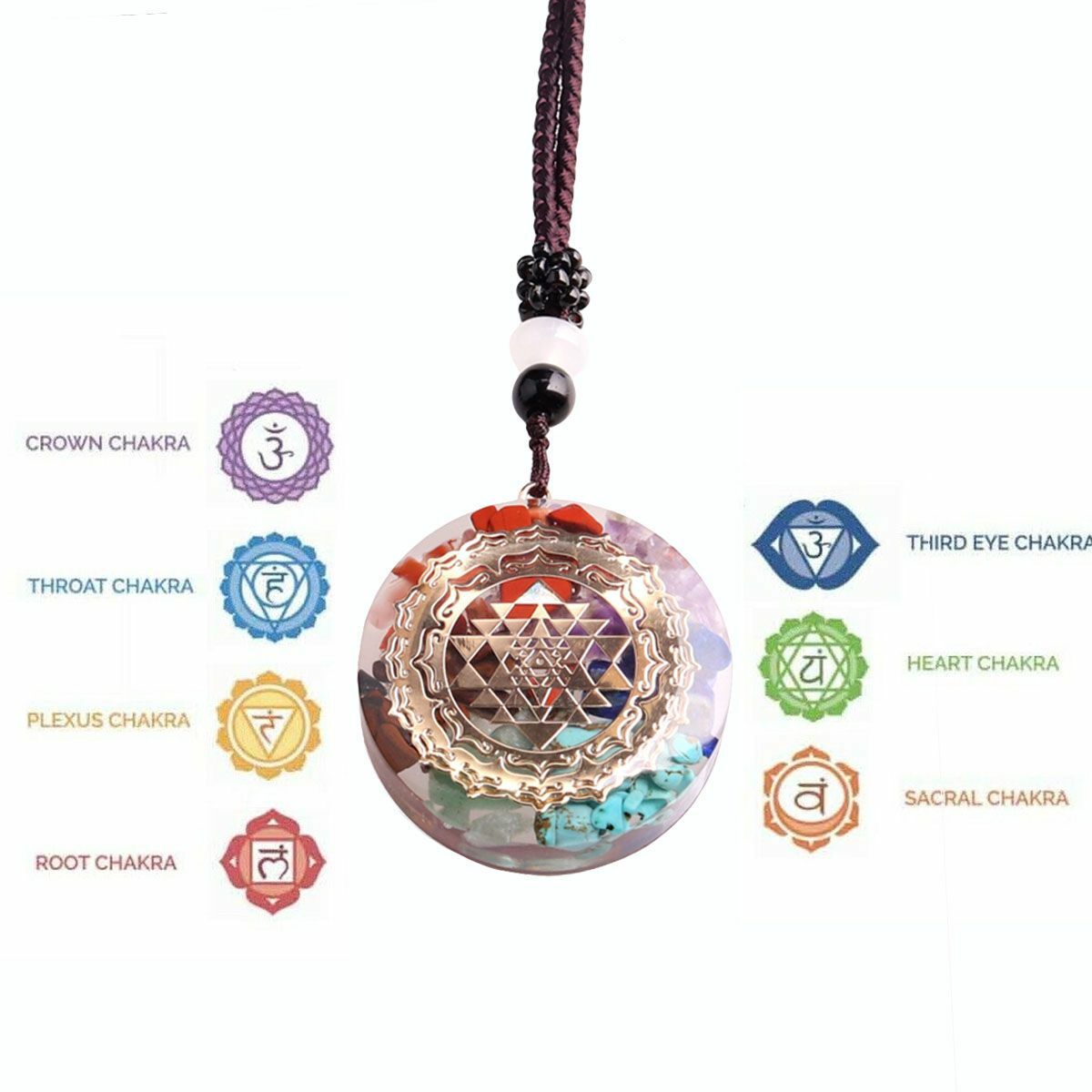 Healing 7Pcs Chakra Engraved Symbols Crystal Palm Worry Stones Set Reiki Energy