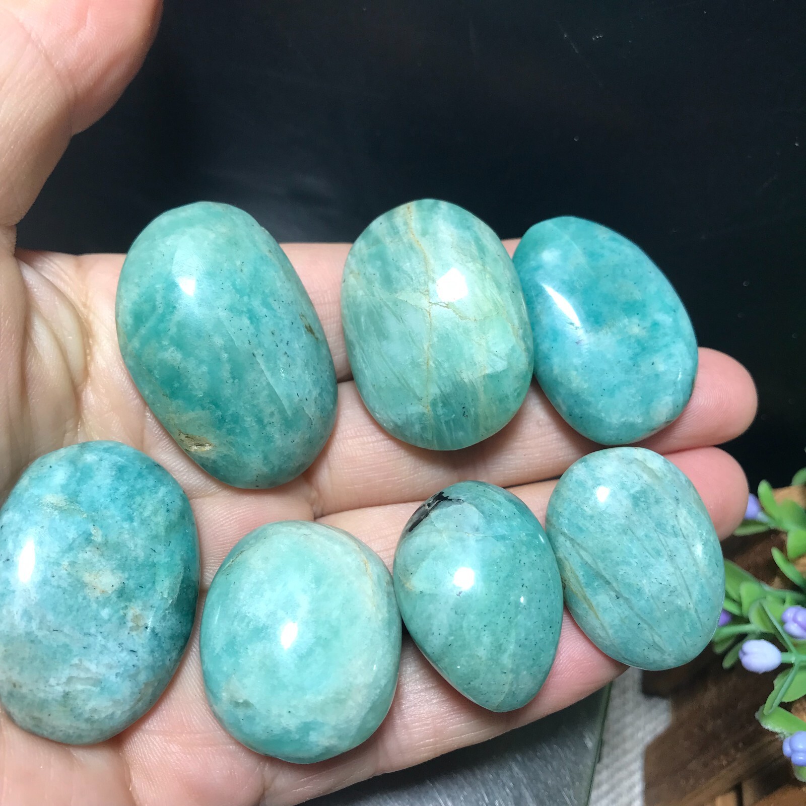 7Pcs 106g Amazonite Untreated Cabochon Loose Gemstones Wholesale 21