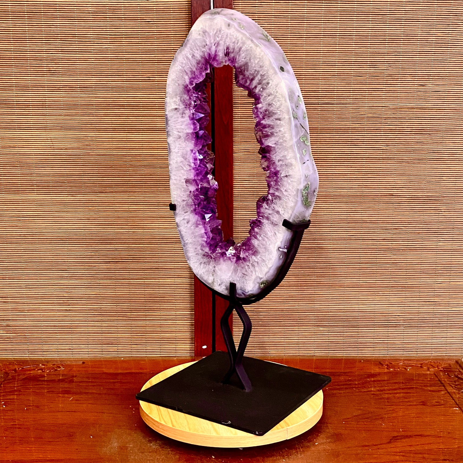12.45LB Natural Amethyst Cave Crystal Slice Crescent shaped Hand Cut Repai