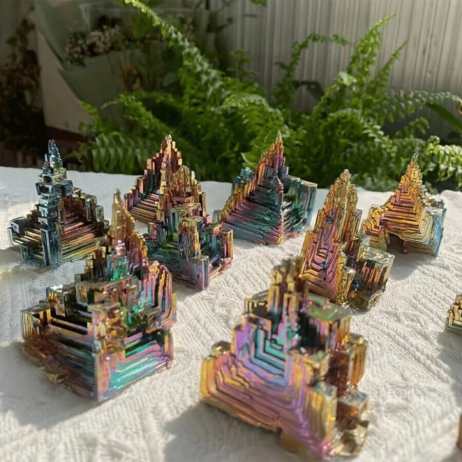 Natural Raw Rough Rainbow Titanium Bismuth Cluster Specimen Mineral Home Decor