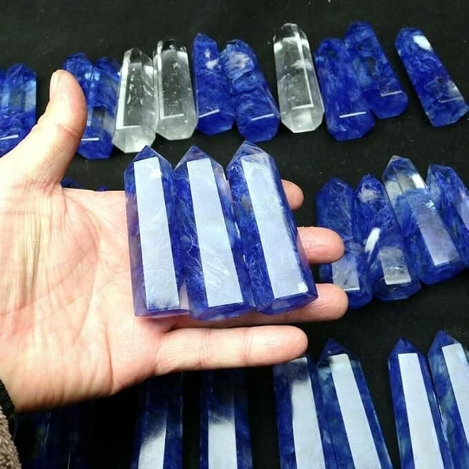 Blueberry Quartz Obelisk Healing Crystal Tower Point Wand Reiki Home Decor Gift