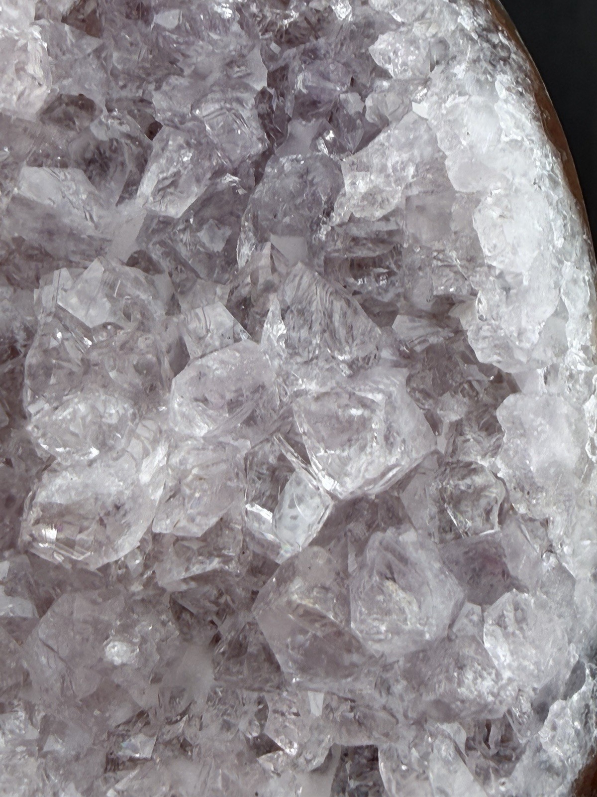 Silver Amethyst Crystals in Polished, Cut Base Lava Vug, from Uruguay 186 g.