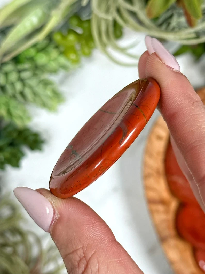 3Pcs Natural Red Jasper Worry Stones Polished Palm Stone Healing Crystal Decor