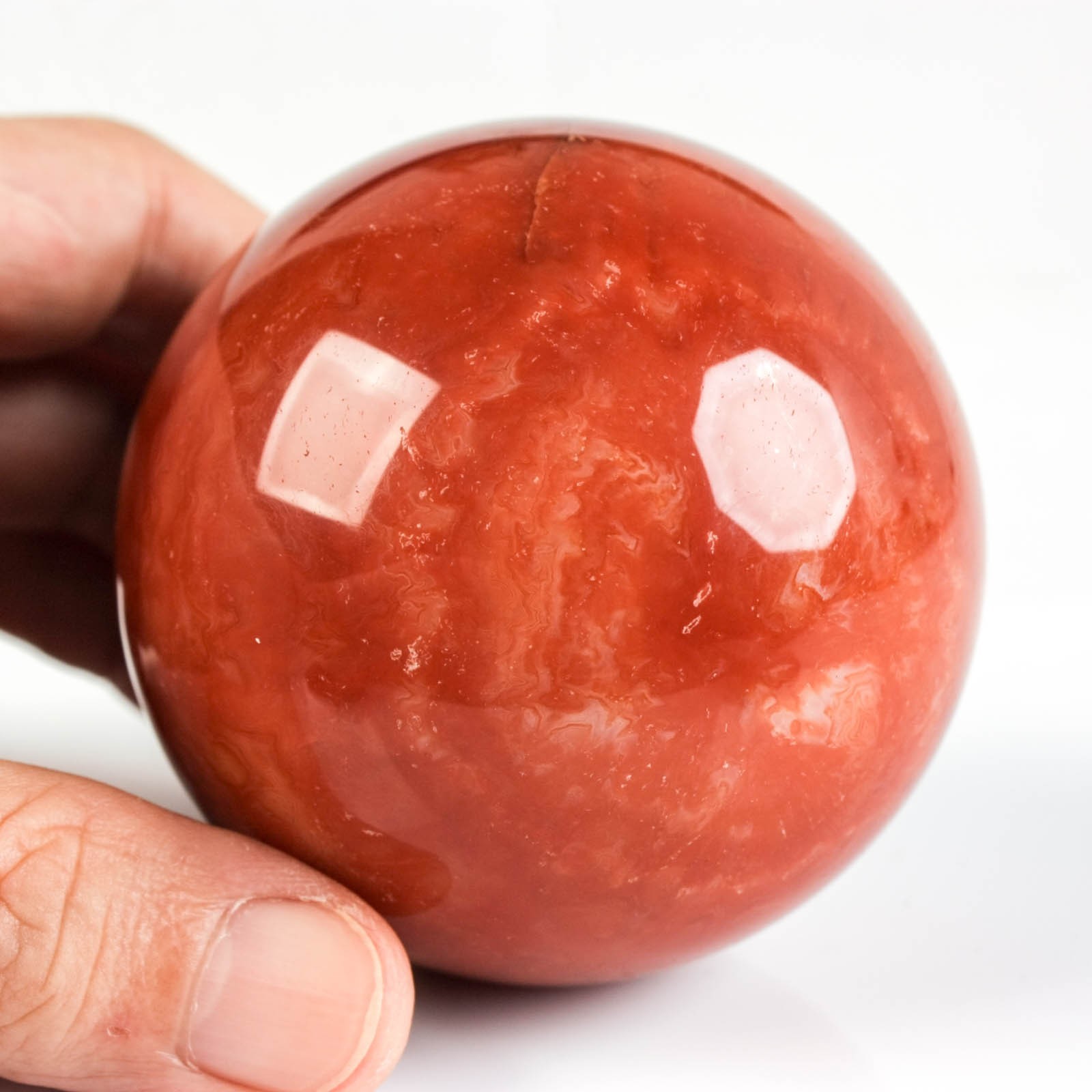 2.6″ 14.22oz Banded Carnelian Agate Sphere Crystal Ball Natural Mineral Specimen