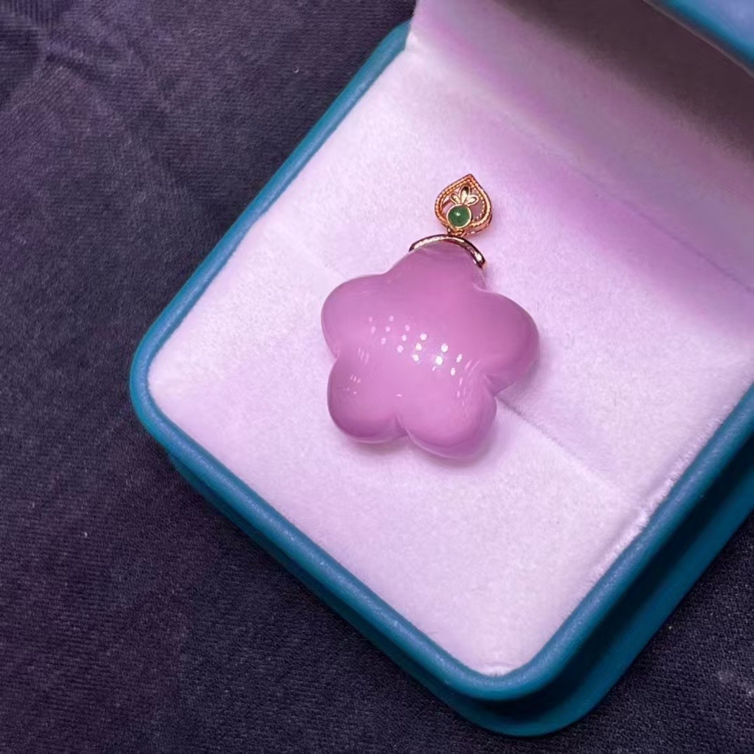5.5g Top Natural Rose Quartz Crystal Gems 18k gold clasp head Healing Pendant