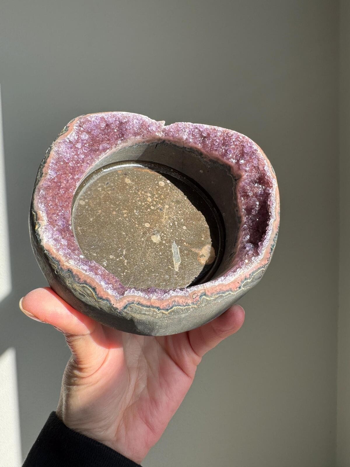 Galaxy Amethyst Crystal Cluster Geode Tea Light Candle Holder Plant Stand A11