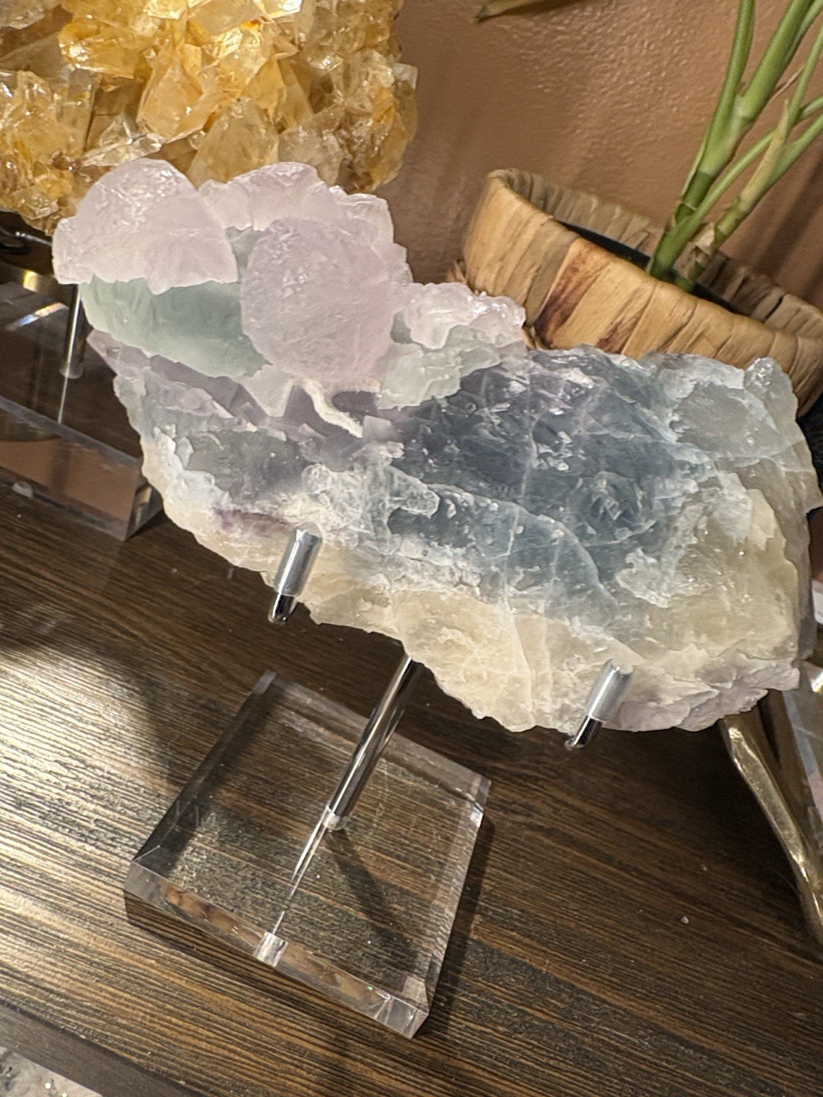 Stunning Blue/ lavendar/ yellow colored fluoriteApprox 6in x 3in