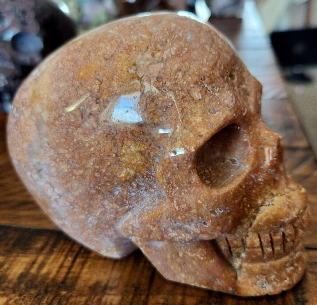 Wholesale Crystal Personal Collection Flower Agate HUGE Skull Carving Chakra