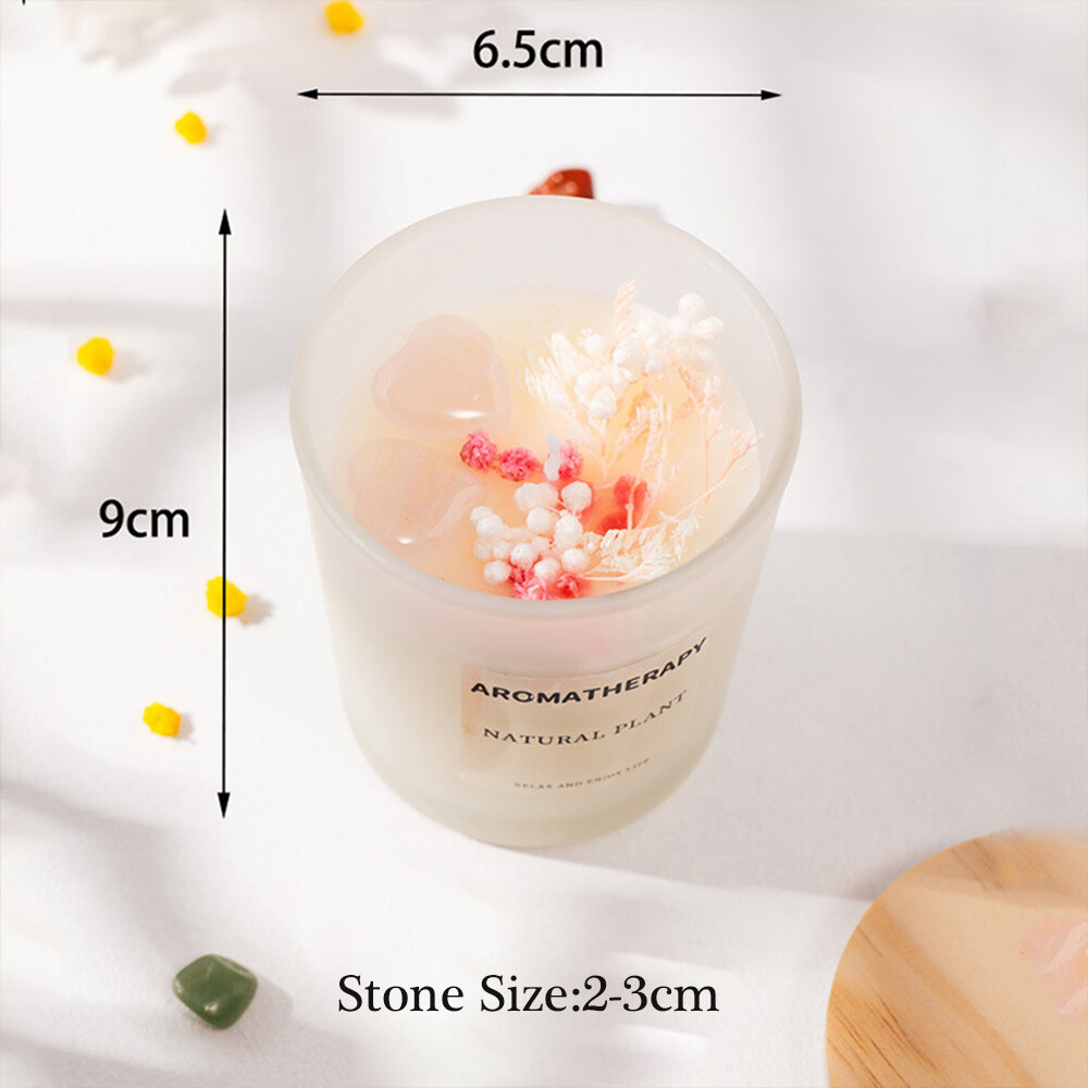 Natural Quartz Crystal Stone Aromatherapy Candle Soy Wax Smokeless Candles Gifts
