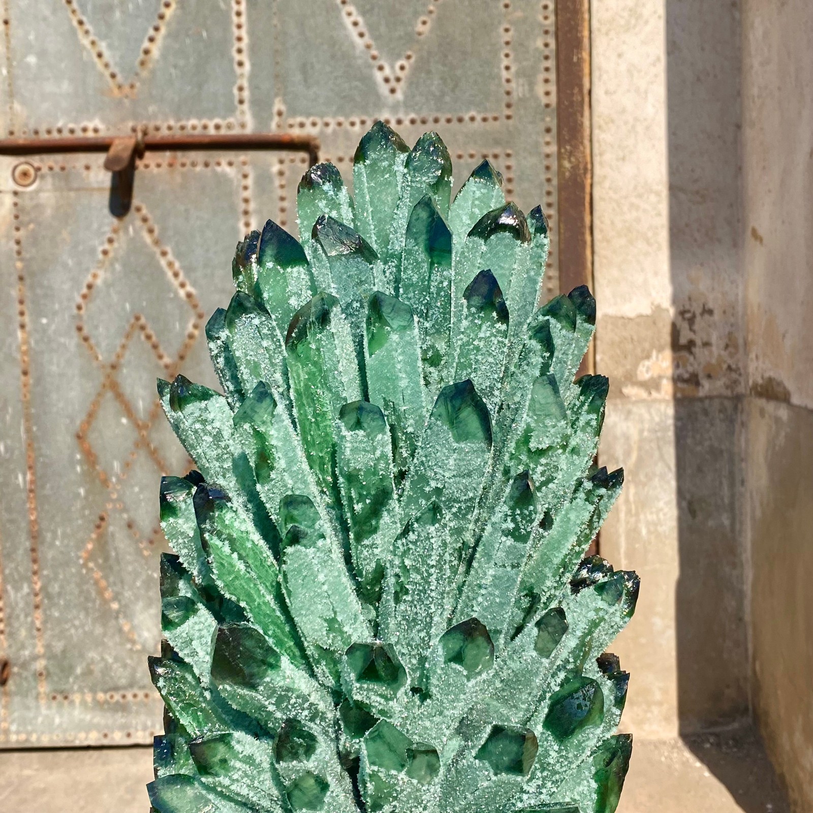 29LB New Find green Phantom Crystal Quartz Cluster Mineral Specimen Healing