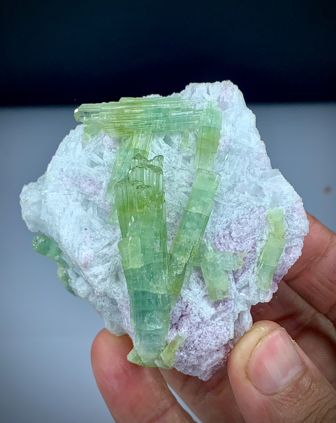 218-gram Multiple Tourmaline Crystals Bunches Perched On Cleavelandite Matrix