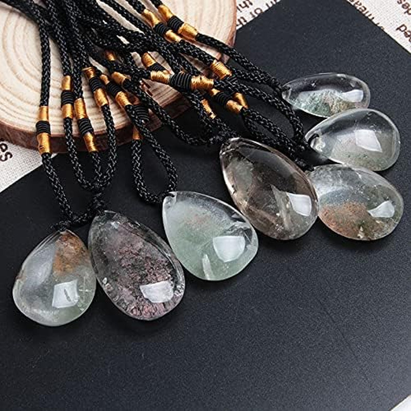 Acxico 2Pcs Natural Ghost Phantom Quartz Crystal Gems Specimen Healing Pendant N