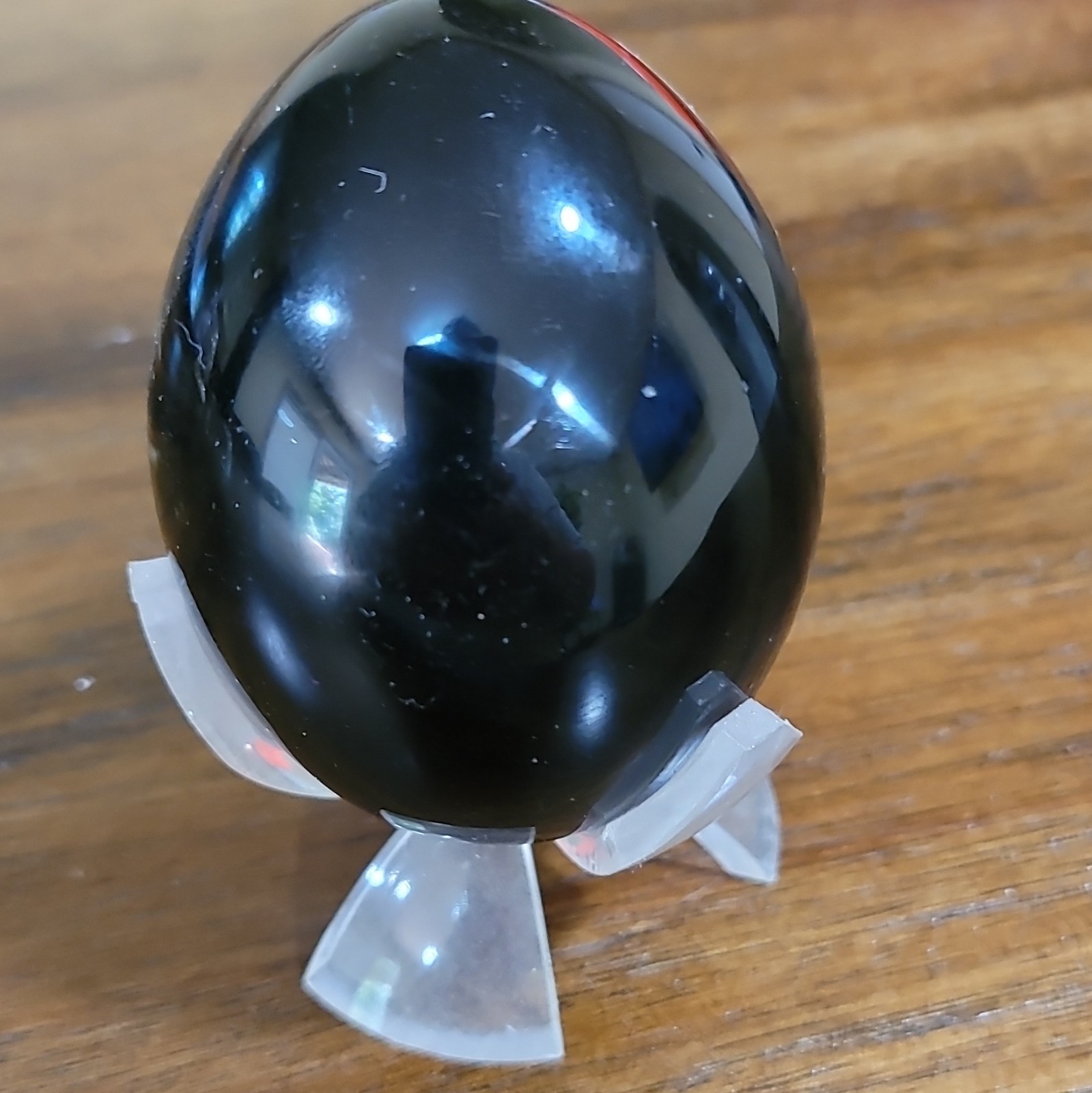 Gold Sheen Obsidian Egg – Hand-Polished Crystal with Display Stand