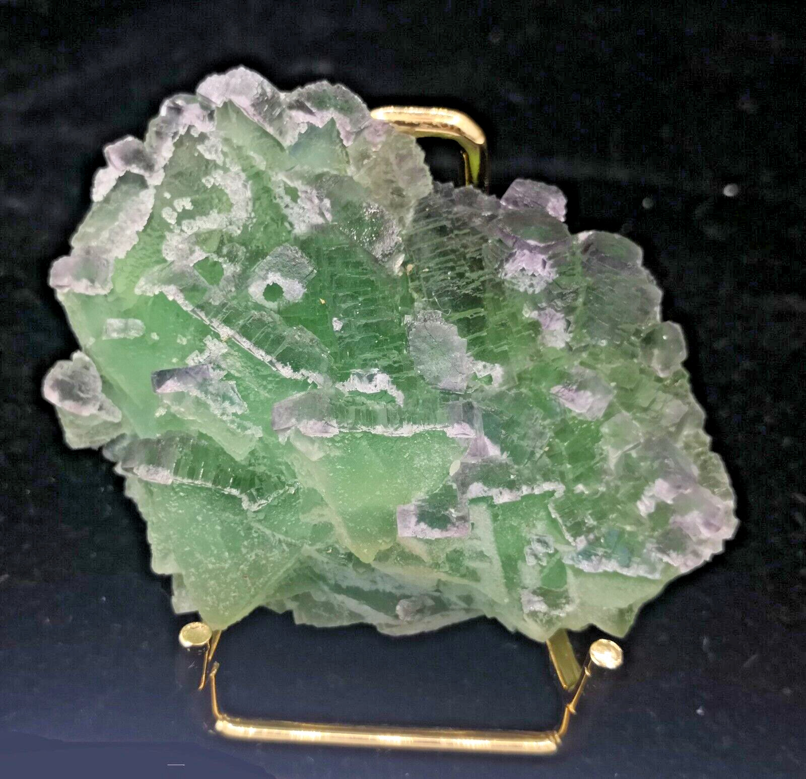 72mm 98g Stepped Cubic Fluorite on Octahedron Fluorite, with Stand