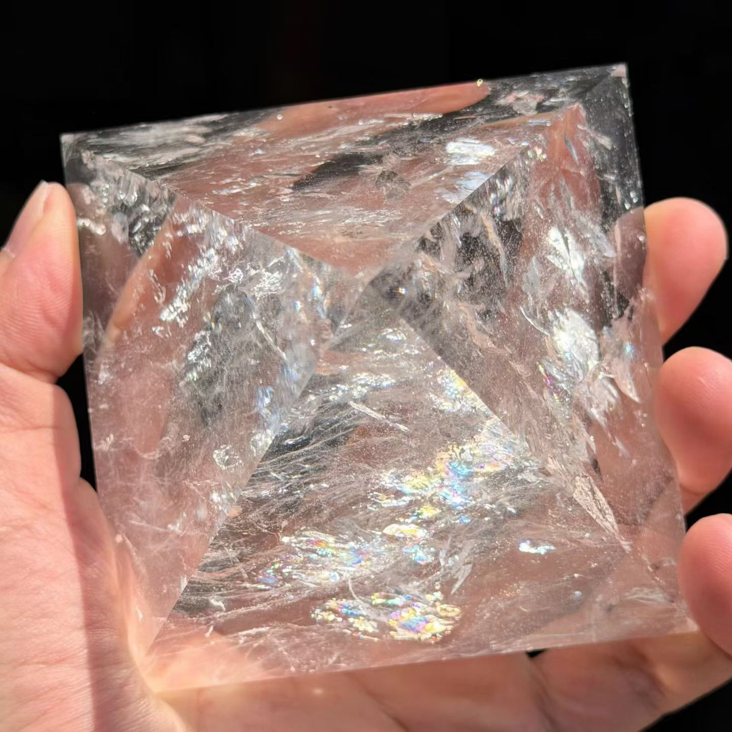 94mm Natural clear crystal Quartz Carved Pyramid Crystal Reiki Healing Gift 746g