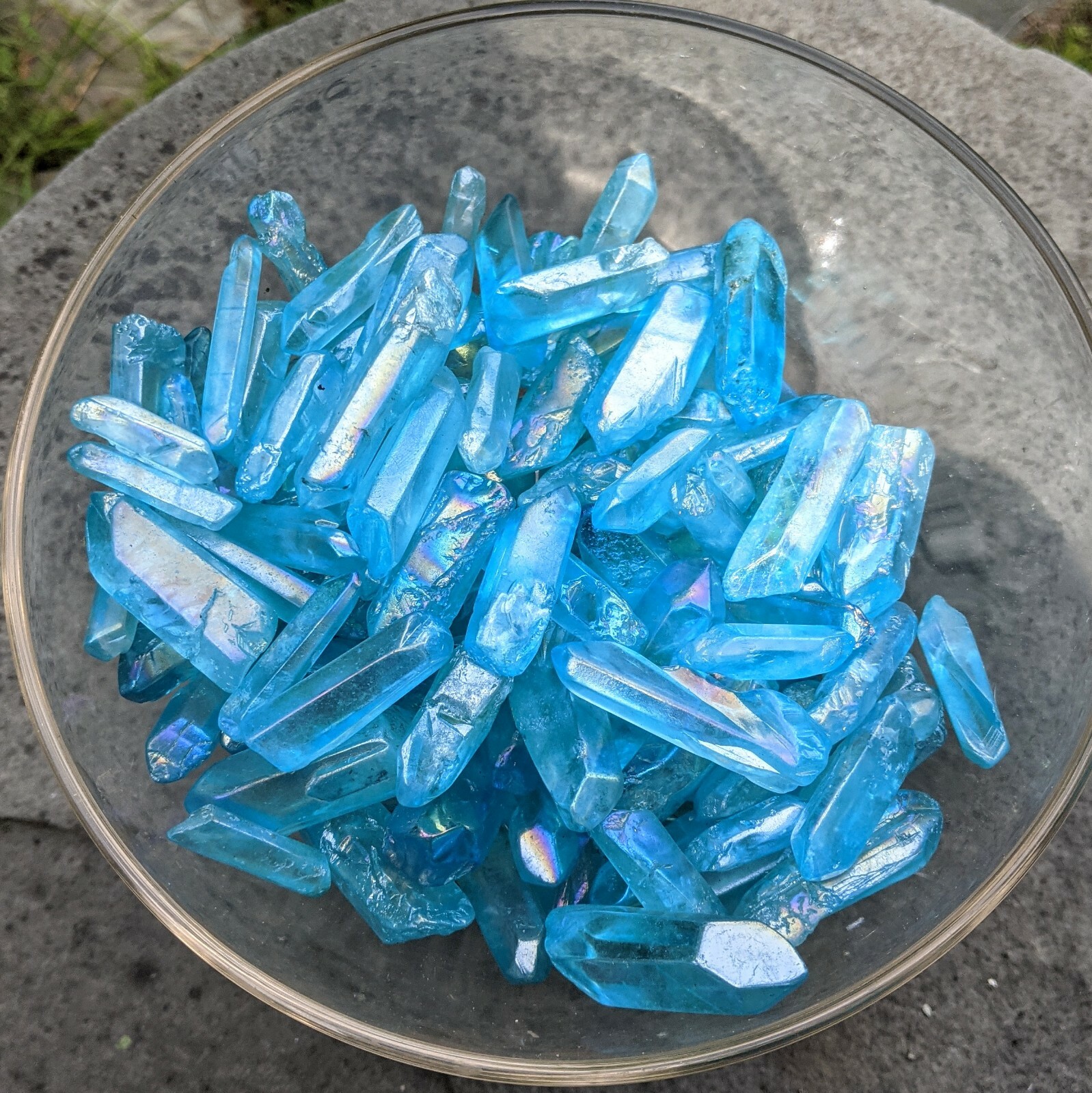 Light Blue Aura Quartz Points 100 Grams Blue Electroplated Crystal Points