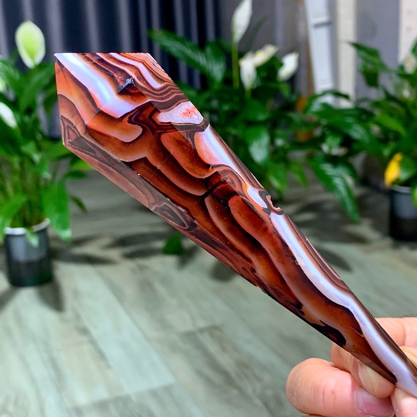 133G Natural striped agate stone mineral column Crystal Mineral tower Specimen
