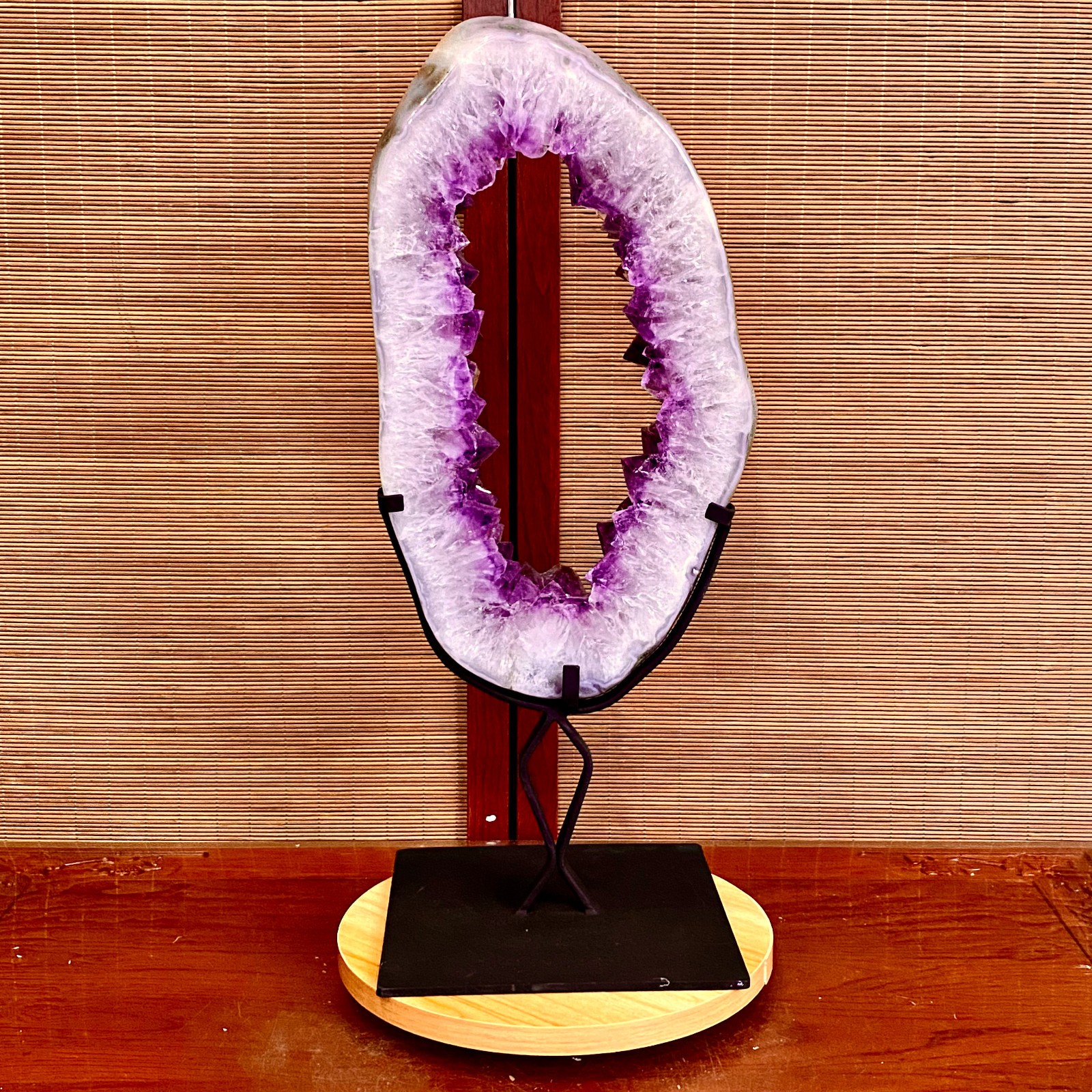 12.45LB Natural Amethyst Cave Crystal Slice Crescent shaped Hand Cut Repai