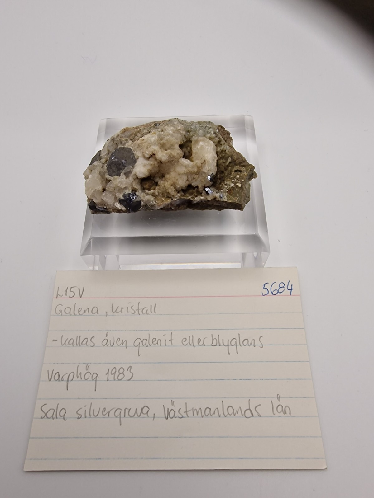 Galena Crystals with Calcite From Sala Silvergruva , Västmanlands län, Sweden