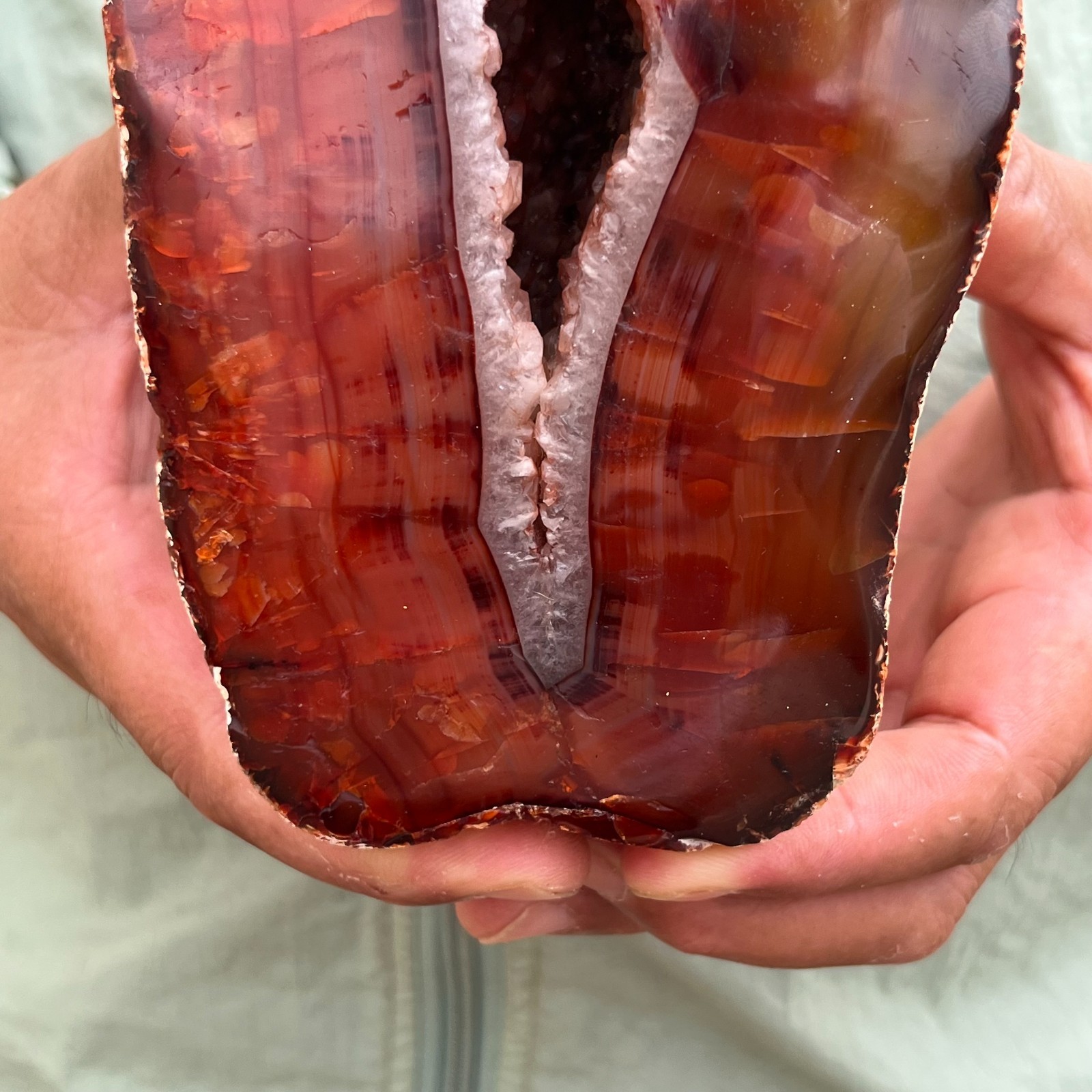 3.31LB Rare Natural Red Agate Geode Carnelian Druzy Crystal Mineral Specimen