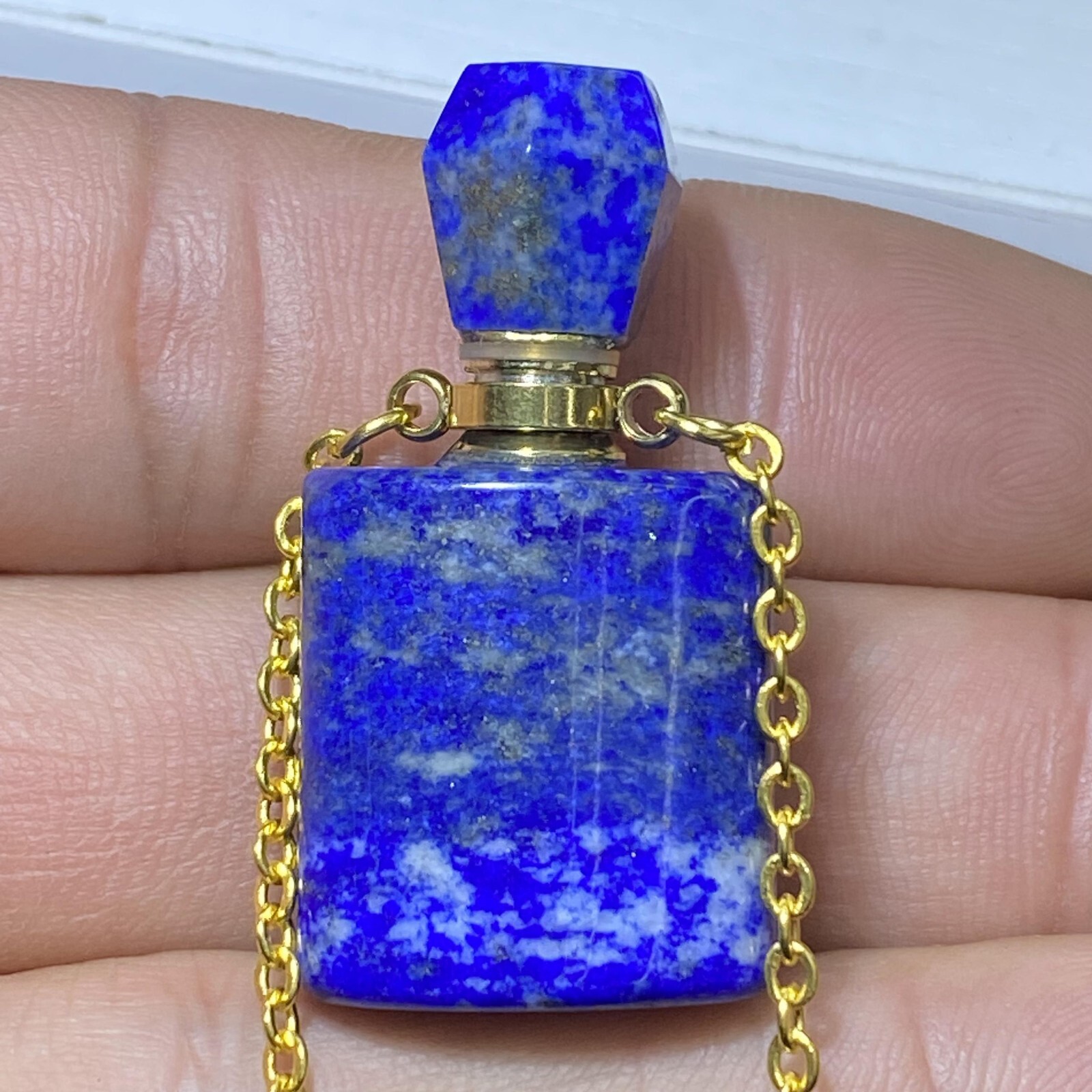1pc Wholesale Natural Lapis lazuli Perfume Bottles Quartz Crystal Pendant gem