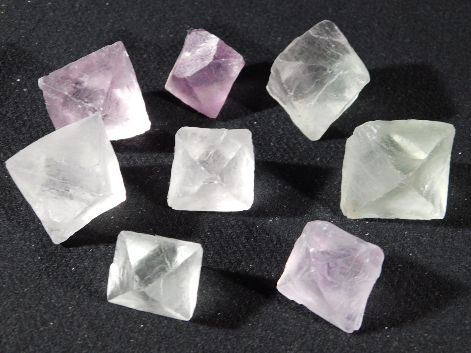 Big Lot of EIGHT! Translucent Octahedron FLUORITE Crystals From China 292gr