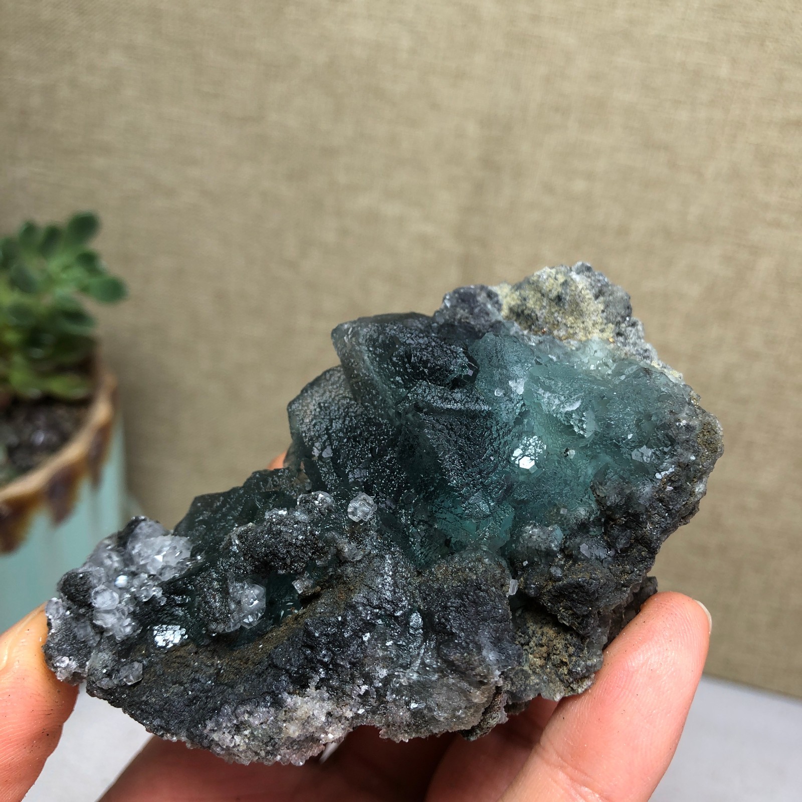 123g NATURAL Green Cubic FLUORITE Crystal Cluster Mineral Specimen A4735