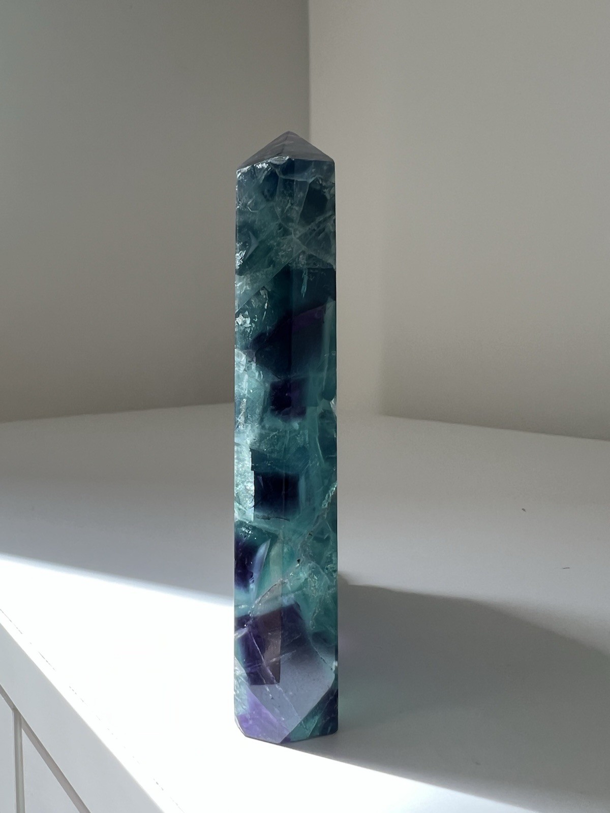 319g – Rainbow Fluorite | Freeform Point |Slab Style with Natural Edge