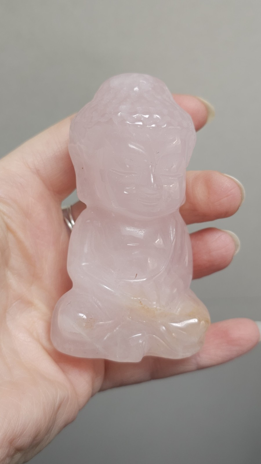 ✨️SALE✨️ Rose Quartz Buddha Carving Crystal Specimen 7.9cm 181g Pink