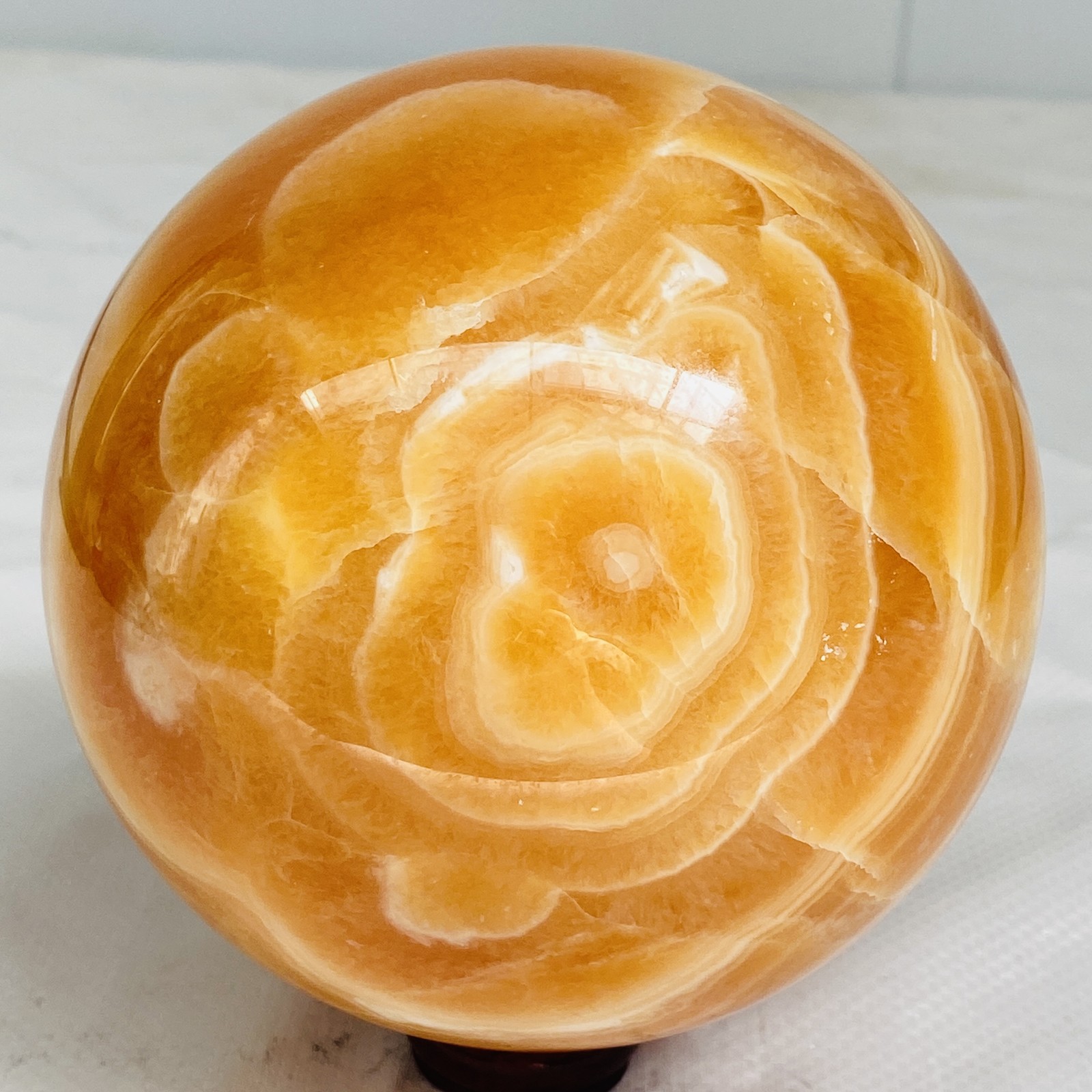 Natural Yellow Calcite Sphere Quartz Crystal Polished Ball Reiki Healing 2740G