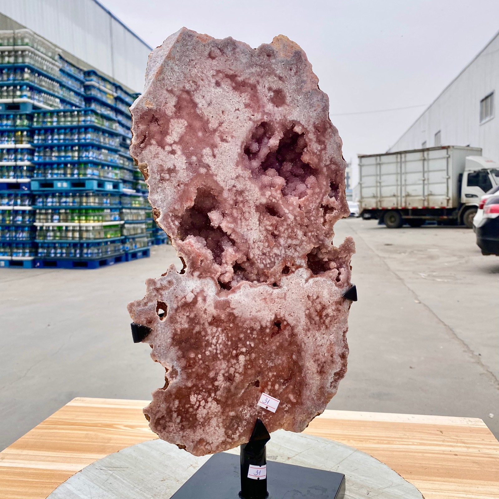 19LB Natural Pink Amethyst Slice Polished Crystal Slab Mineral Specimen Healing