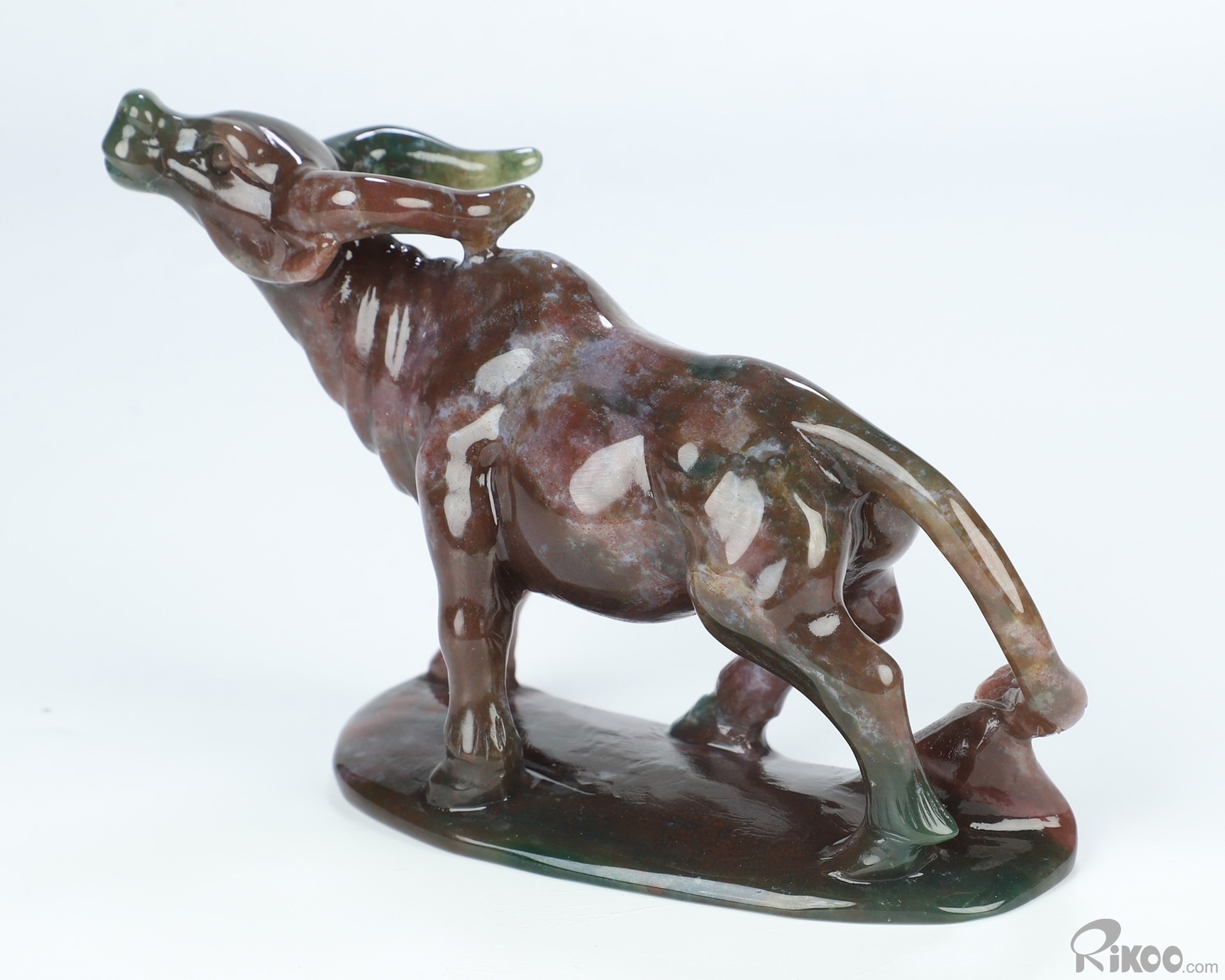5.4″ Indian Agate Hand Carved Crystal Bull Sculpture, Crystal Healing