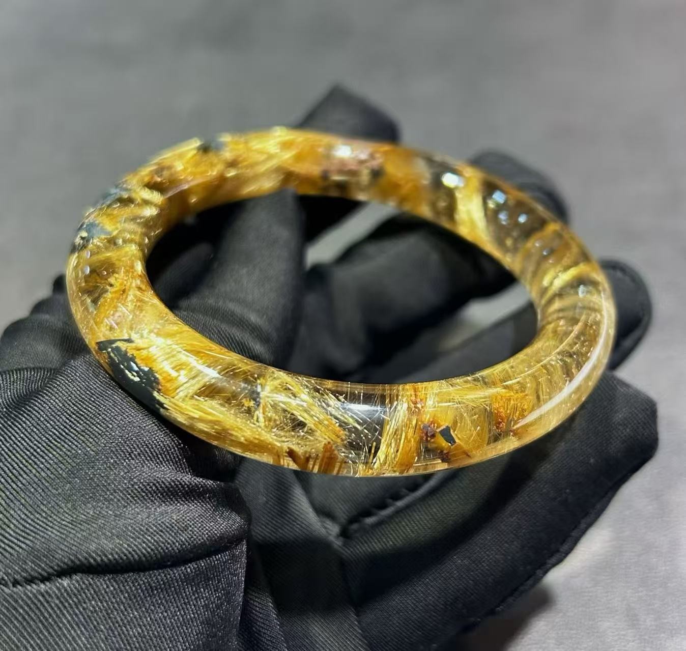 Natural Gold Rutilated Titanium Crystal 56.5mm bracelet Repair Healing Gems 50g