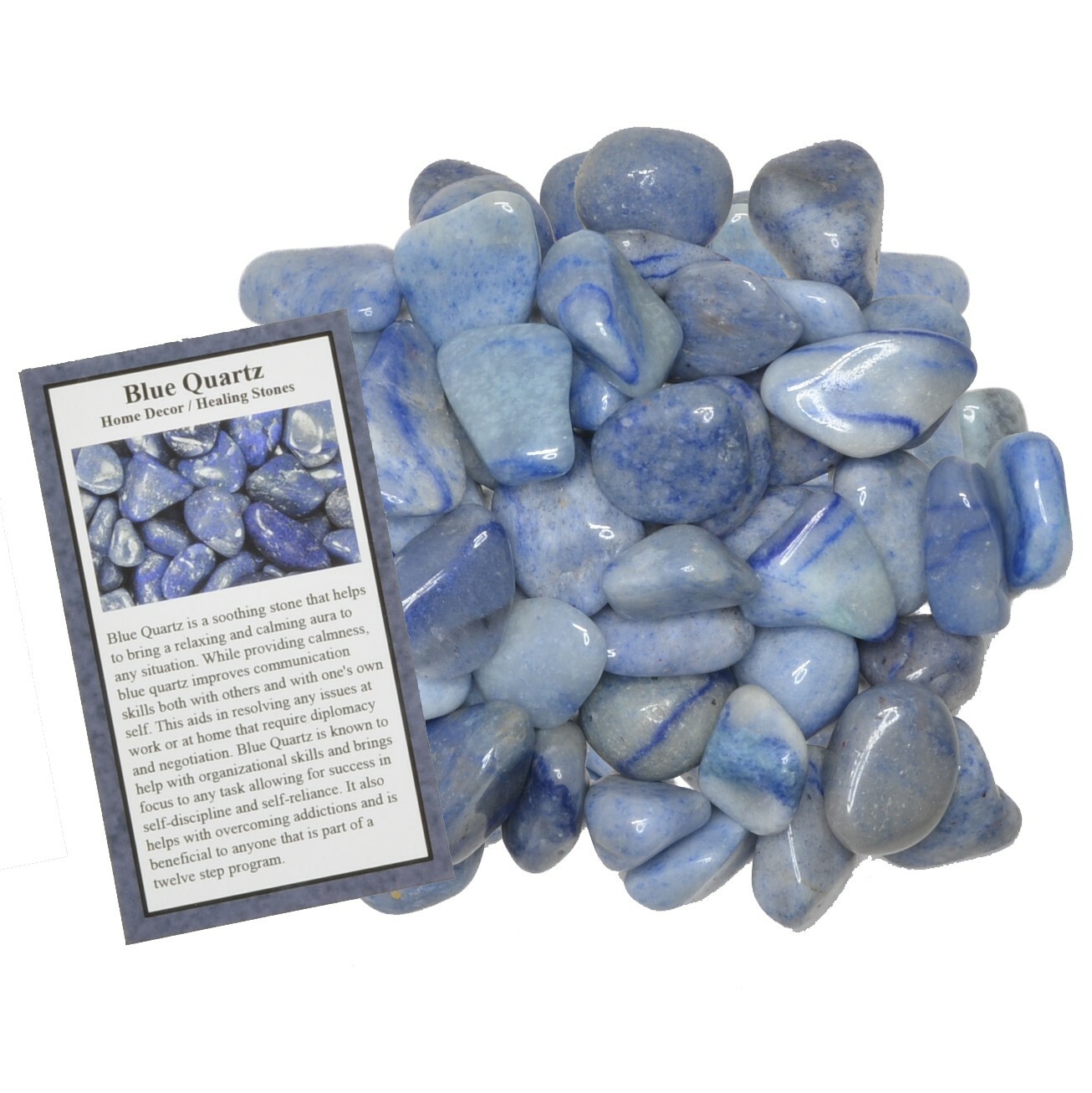 3 lbs Blue Quartz Tumbled Stones – Grade 2 – Small – 0.75″ to 1.25″ Avg.