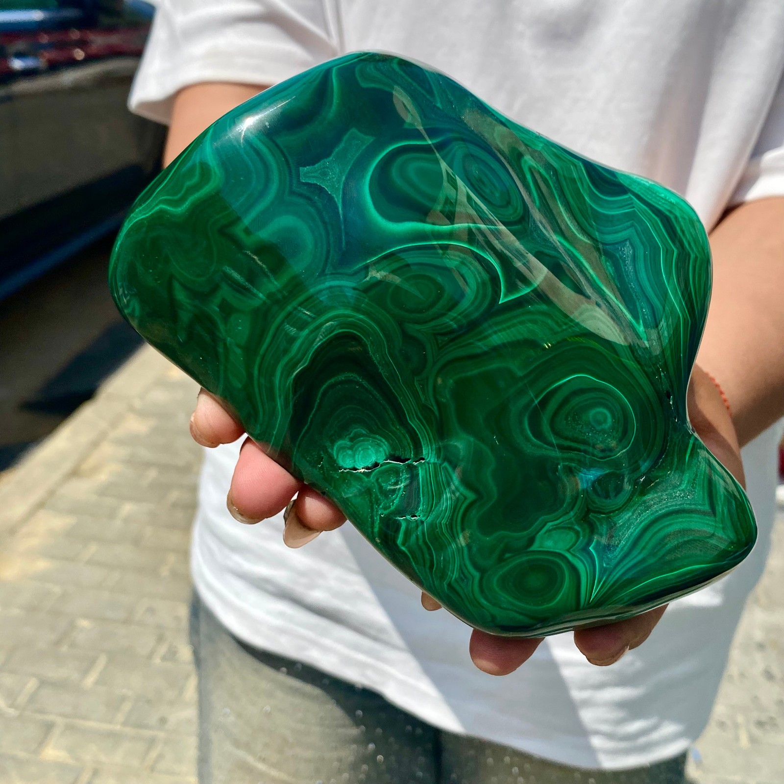 3.32LB Natural glossy Malachite transparent cluster rough mineral sample