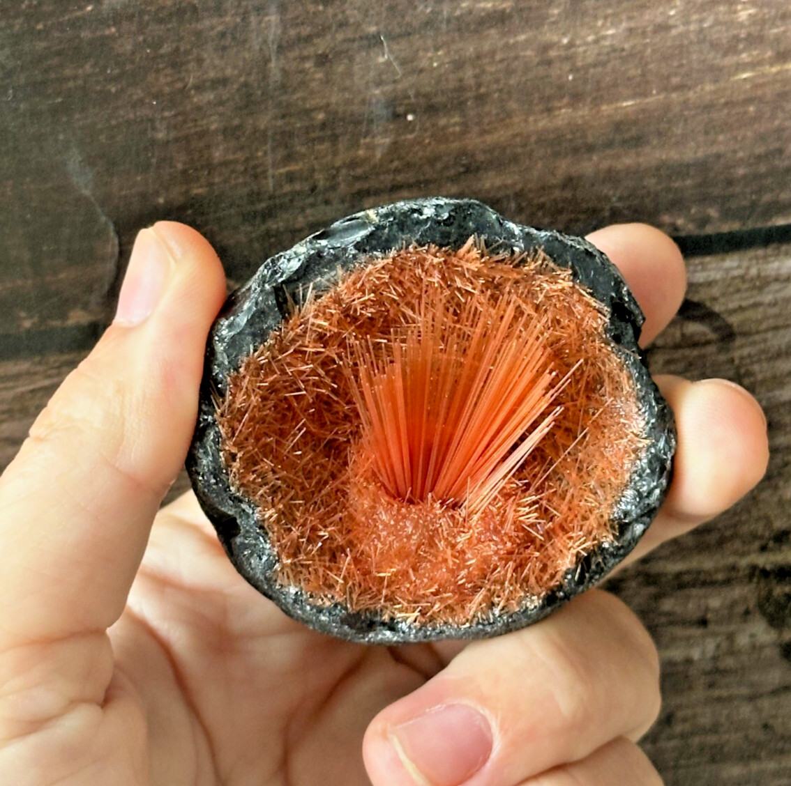 2025NEWFIND Orange Copper Ore Goethite Magnetite Crystal Sphere Cluster