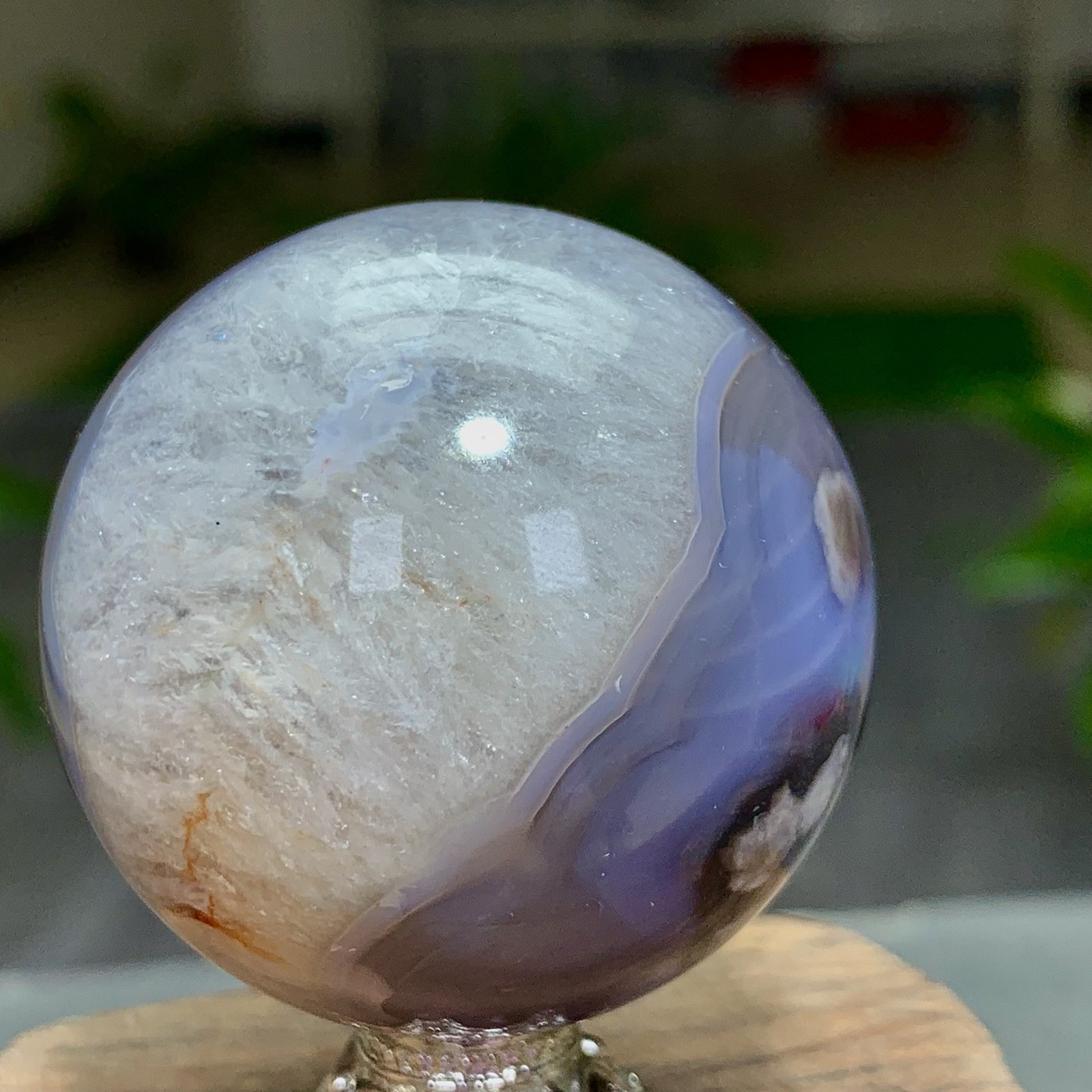 106G Natural blue cherry blossom agate Sphere Crystal Ball Healing