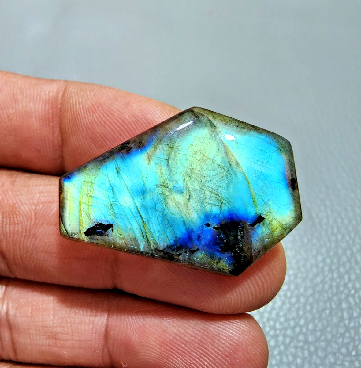 Rare AAA+ Flashy Labradorite Cabochon Coffin Shape Loose Gemstone Jewelry 48 Crt